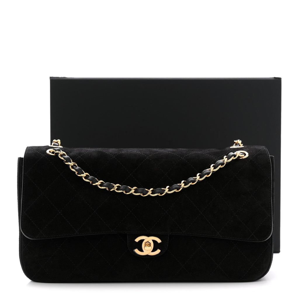 Suede Calfskin Small Souplissimo Maxi Flap Black