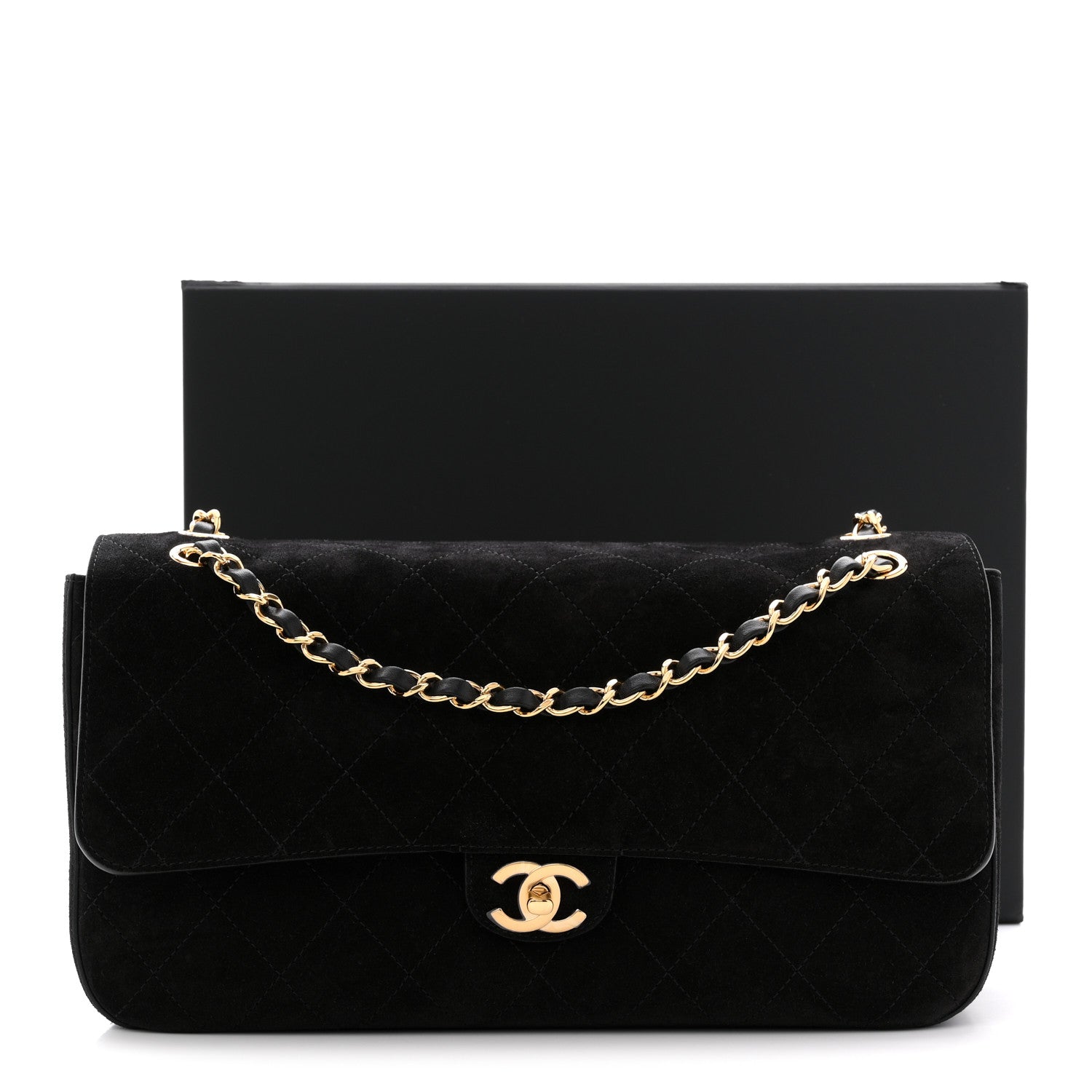 Suede Calfskin Small Souplissimo Maxi Flap Black