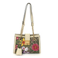 GG Supreme Monogram Flora Textured Calfskin Small Padlock Tote Beige Ebony Multicolor Mystic White