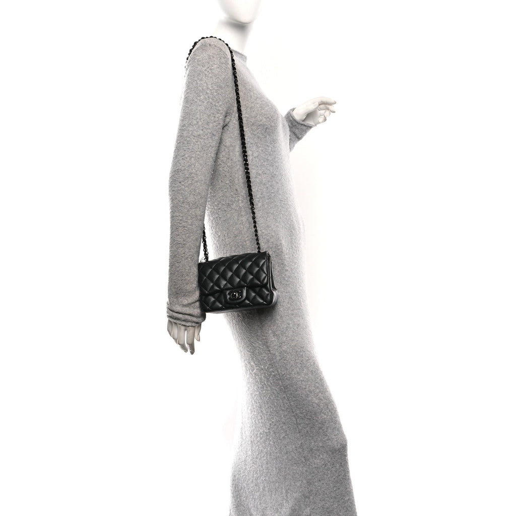 Lambskin Quilted Mini Square Flap So Black
