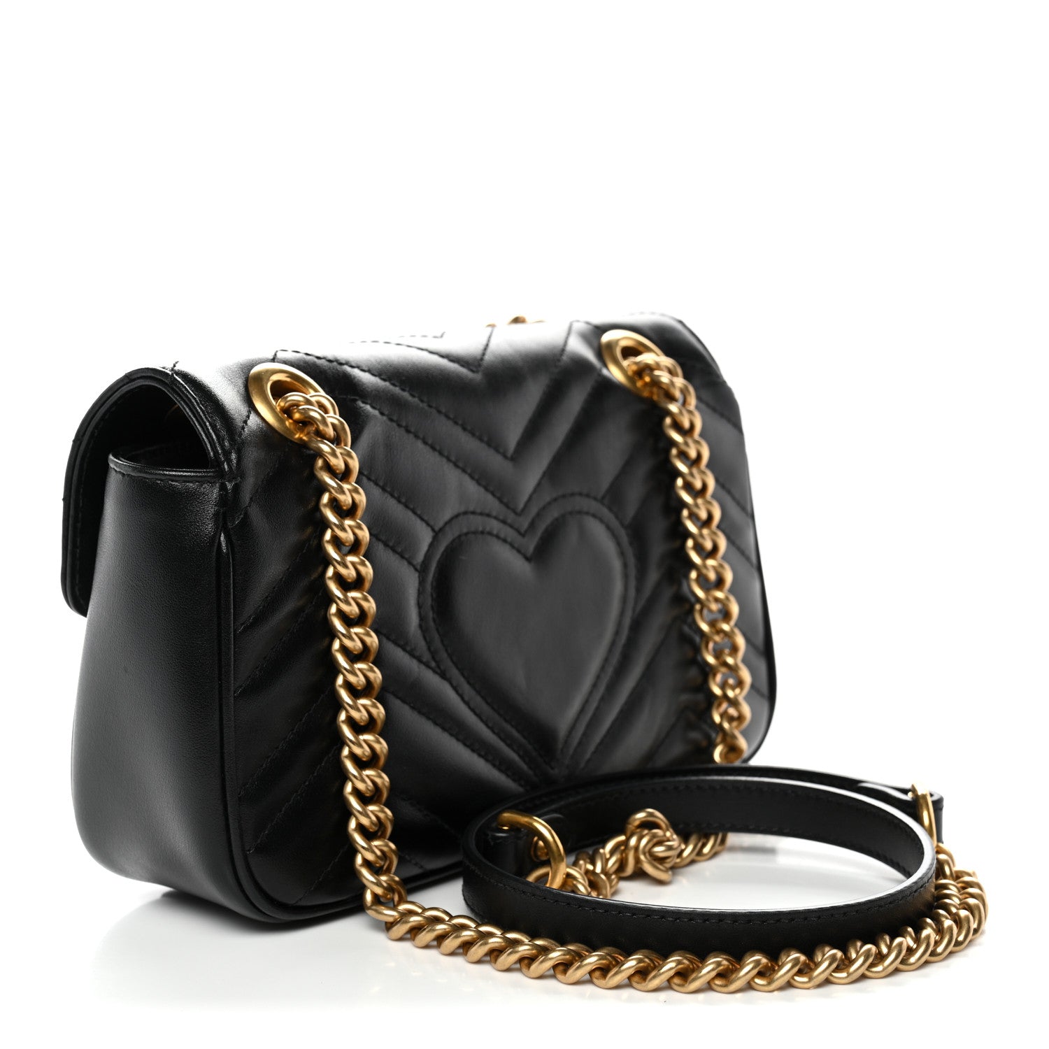 Calfskin Matelasse Mini GG Marmont Shoulder Bag Black