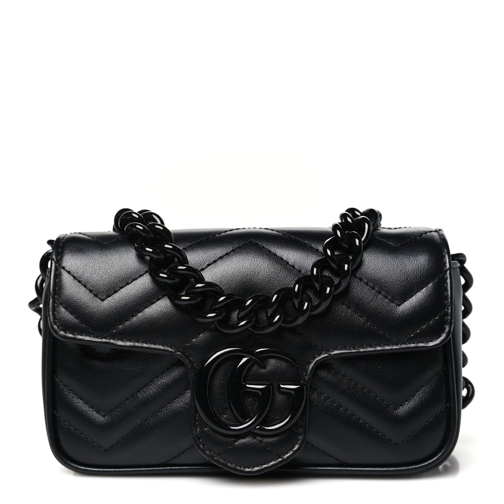 Calfskin Matelasse Monochrome GG Marmont Chain Belt Bag Black