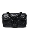 Calfskin Matelasse Monochrome GG Marmont Chain Belt Bag Black
