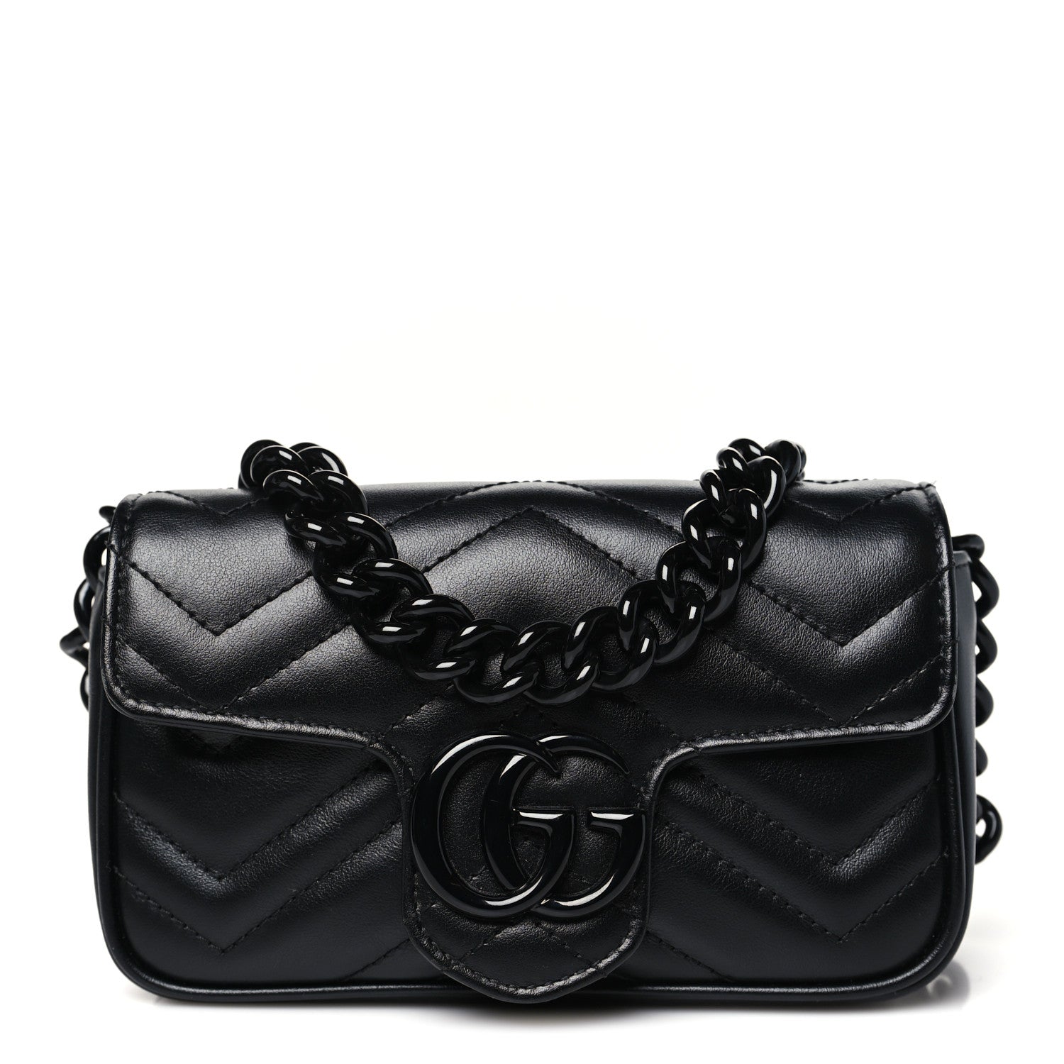 Calfskin Matelasse Monochrome GG Marmont Chain Belt Bag Black