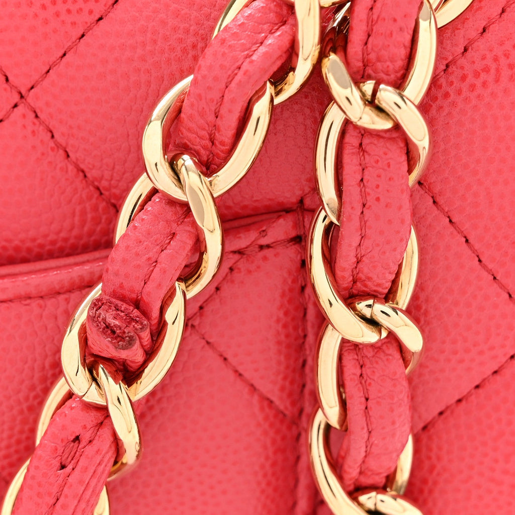 Caviar Quilted Jumbo Double Flap Dark Pink