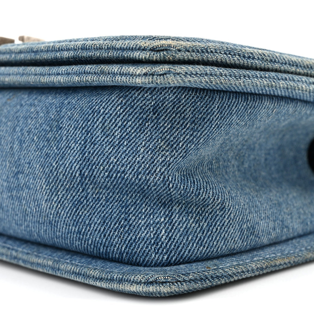 Denim Quilted Medium Boy Flap Blue