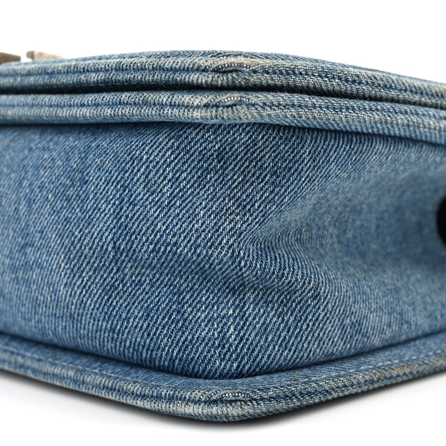 Denim Quilted Medium Boy Flap Blue