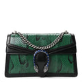 Snakeskin Enamel Small Dionysus Shoulder Bag Green