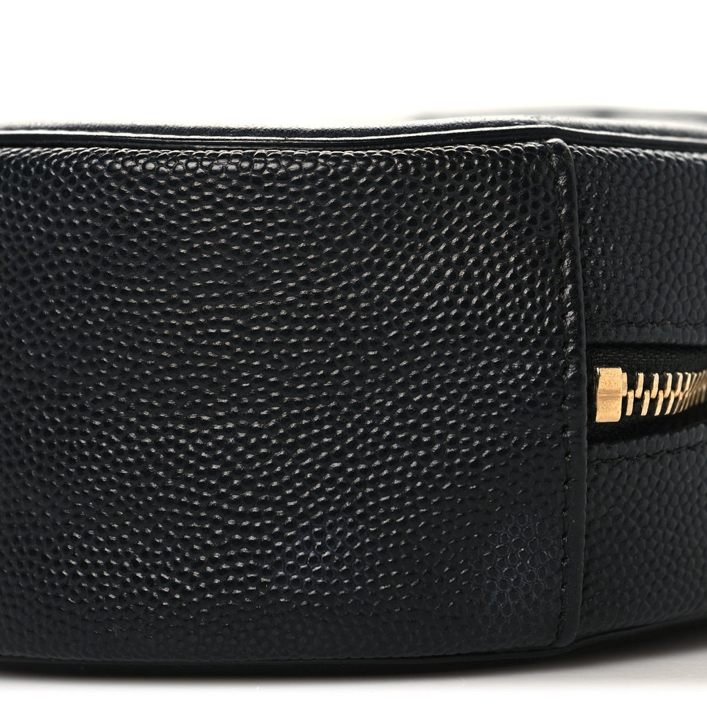Caviar Quilted Round Filigree Crossbody Black