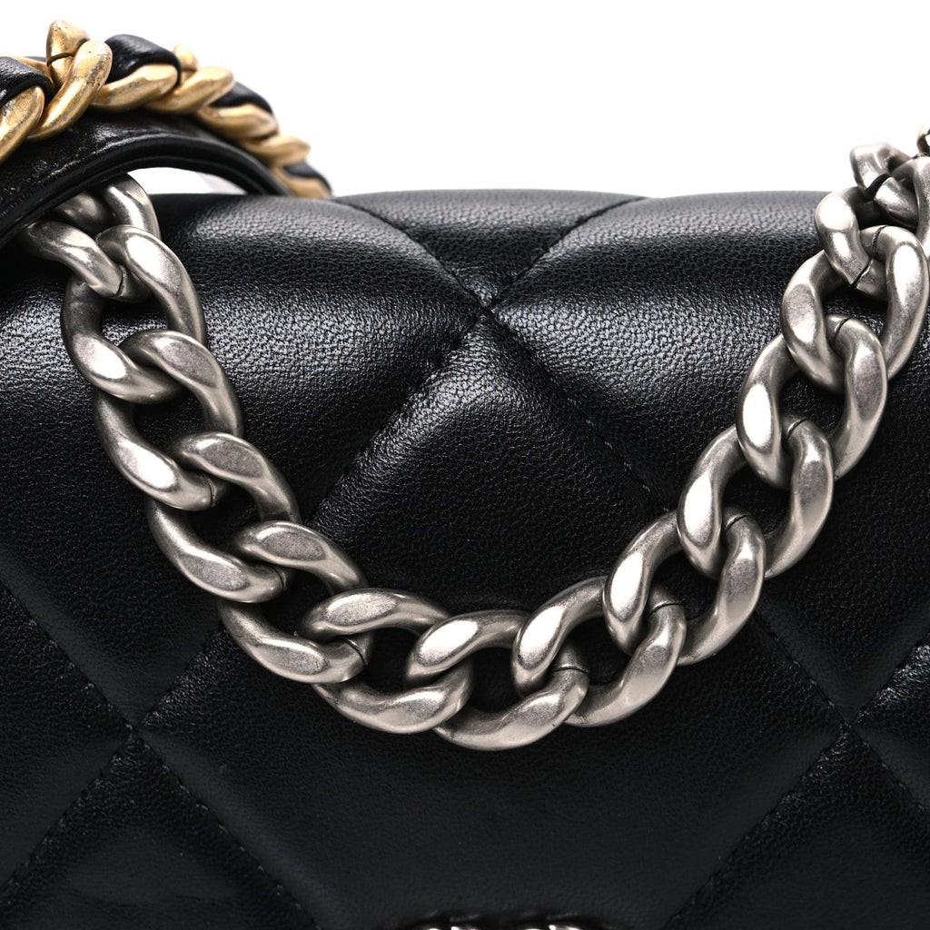 Lambskin Quilted Chanel 19 Wallet On Chain WOC Black