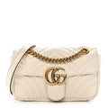 Calfskin Matelasse Mini GG Marmont Shoulder Bag White