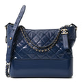 Patent Goatskin Quilted Medium Gabrielle Hobo Blue