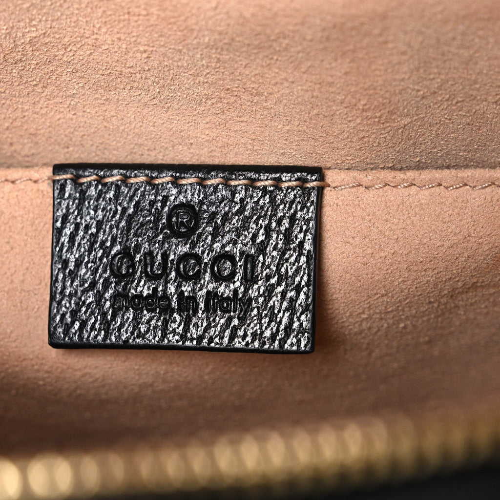 Textured Calfskin Web Small Ophidia Tote Bag Black
