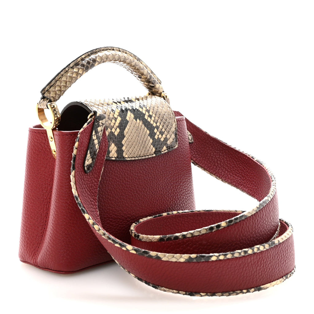 Taurillon Snakeskin Mini Capucines Burgundy