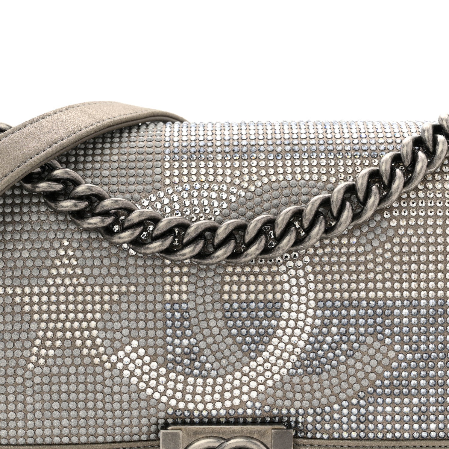 Iridescent Calfskin Quilted Strass Medium Paris Dallas Boy Flap Dark Khaki