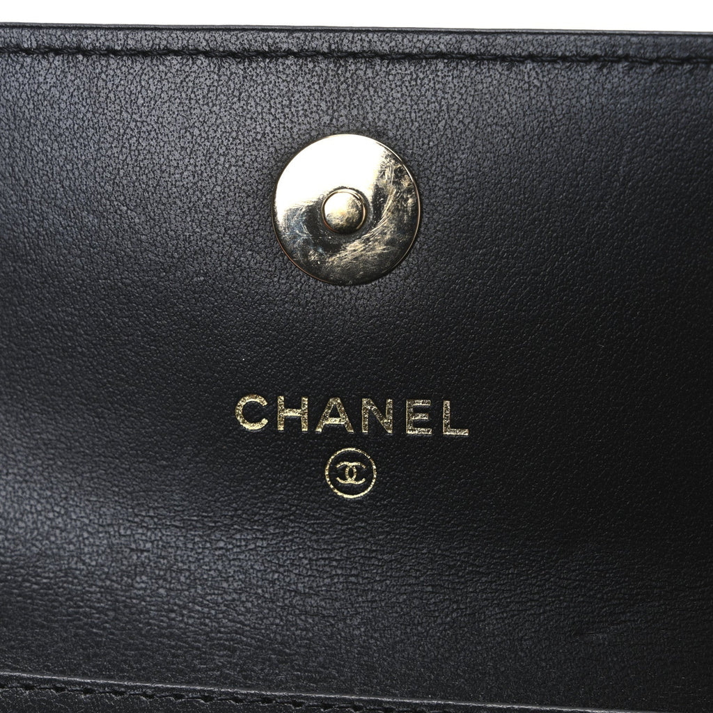 Caviar Quilted Mini Ribbon Wallet On Chain WOC Black