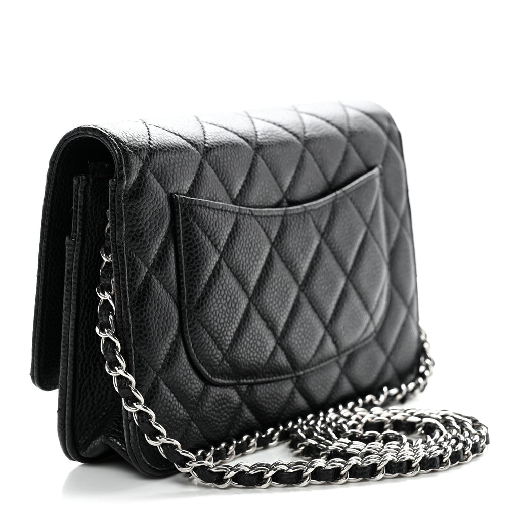 Caviar Quilted Wallet On Chain WOC Black