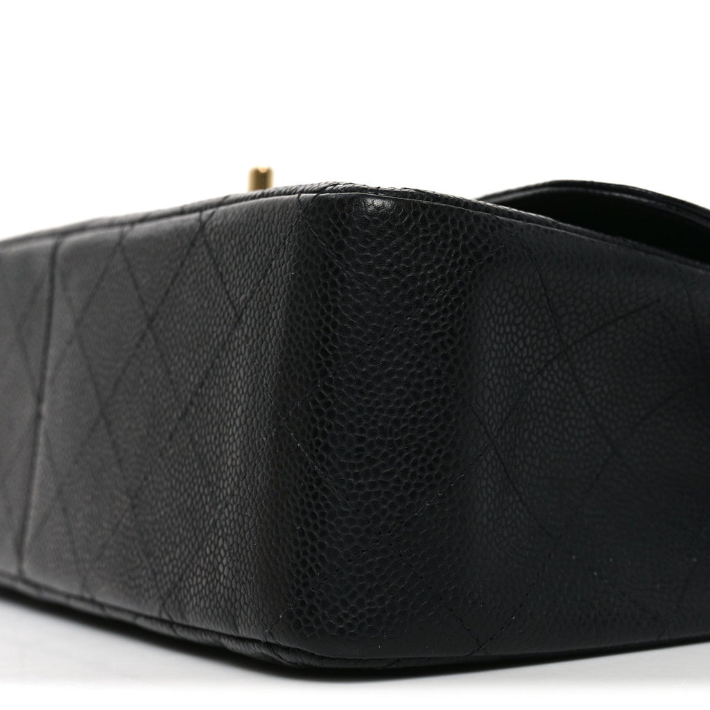 Caviar Quilted Jumbo Double Flap Black