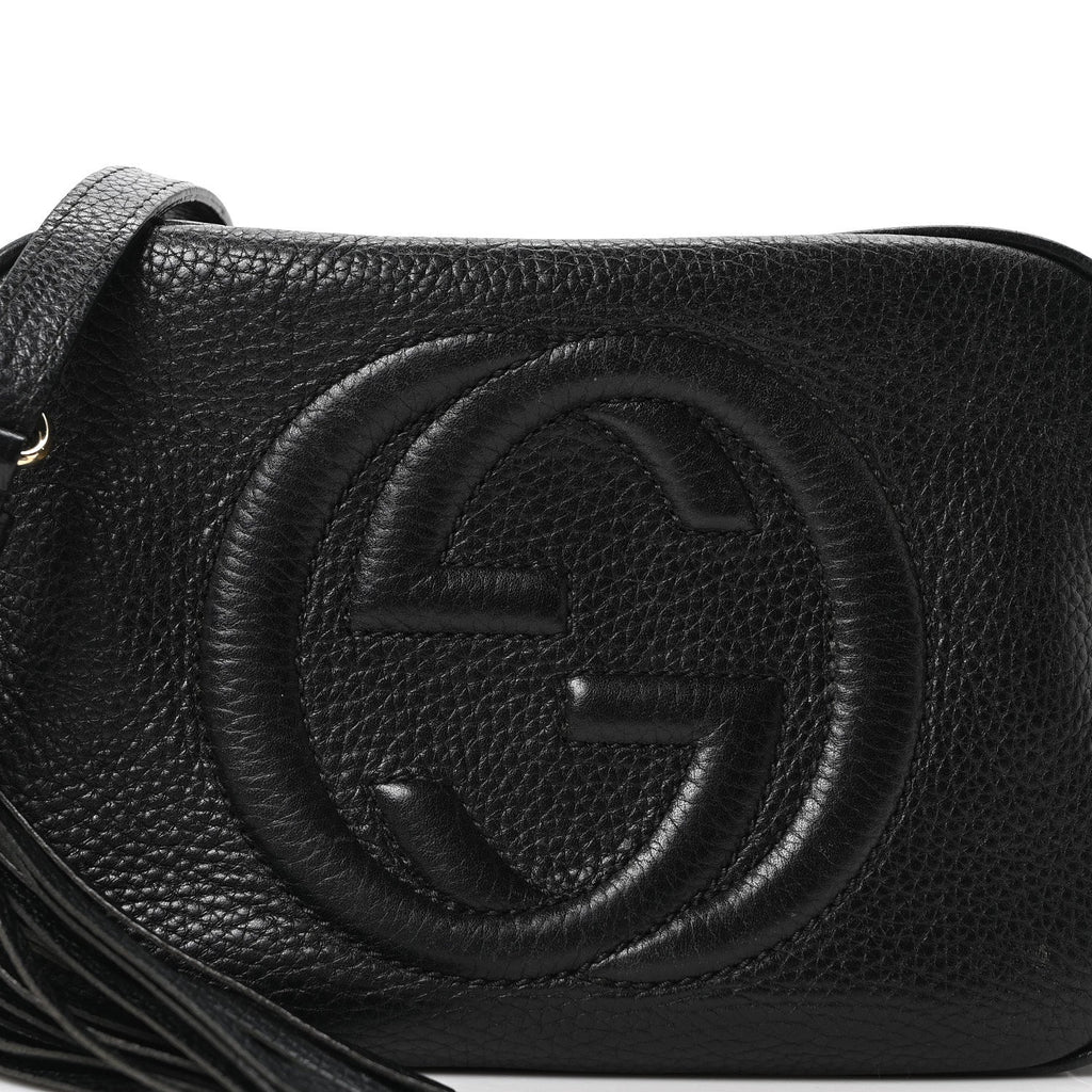 Pebbled Calfskin Small Soho Disco Bag Black
