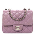 Lambskin Quilted Mini Square Flap Purple
