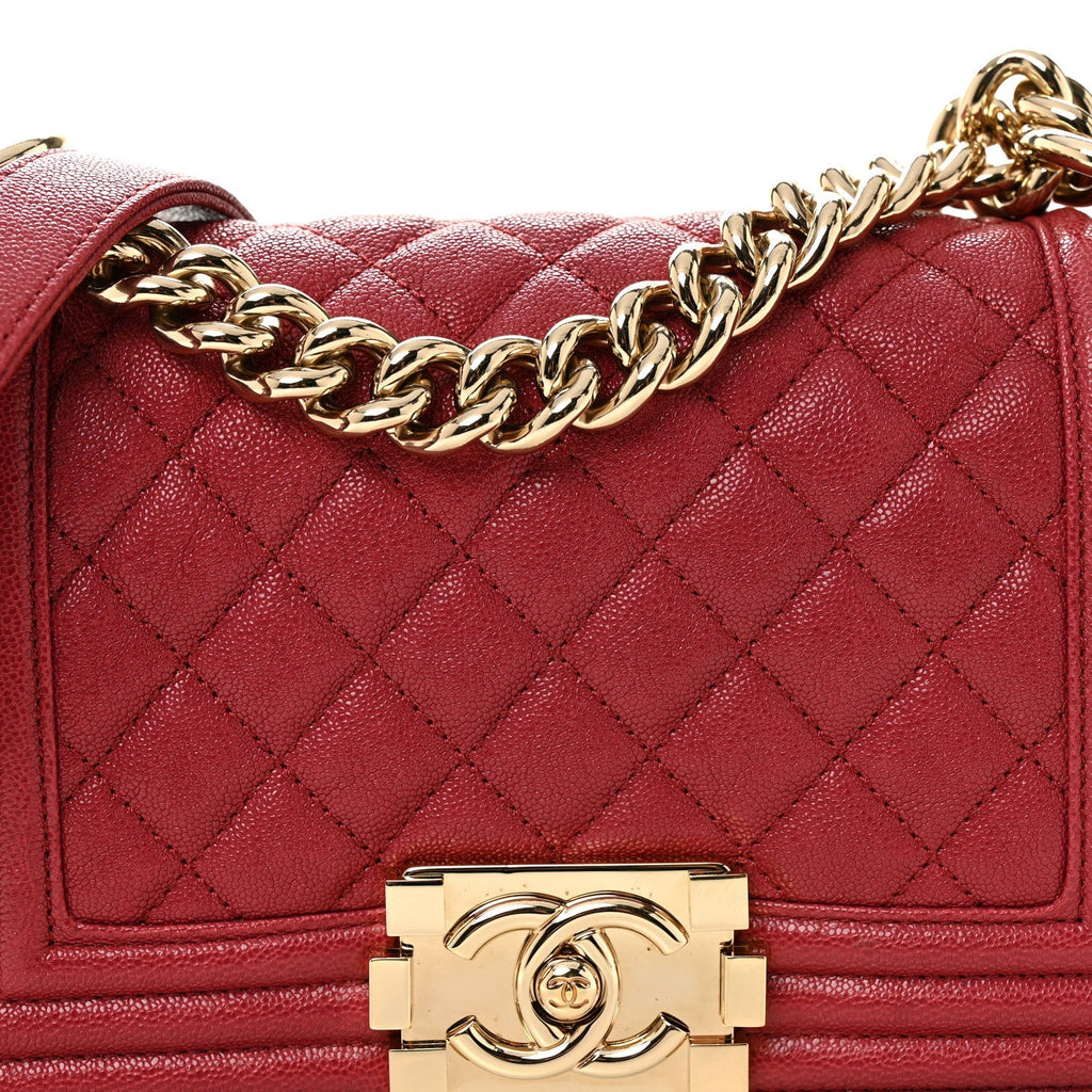 Caviar Quilted Small Boy Flap Fuchsia