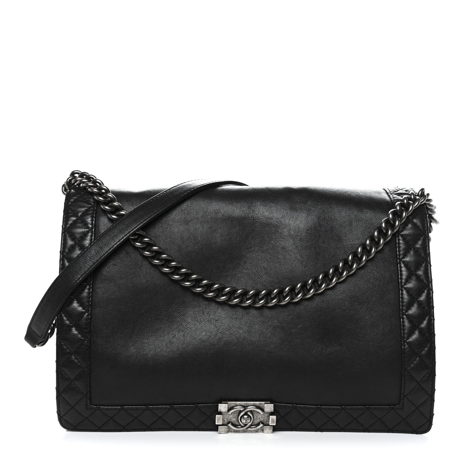Calfskin Large Boy Reverso Flap Black