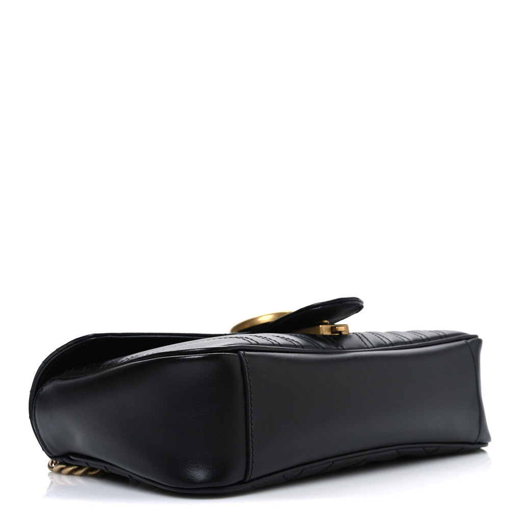 Calfskin Matelasse Small GG Marmont Shoulder Bag Black