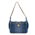 Washed Denim Quilted Mini Chanel 25 Handbag Blue