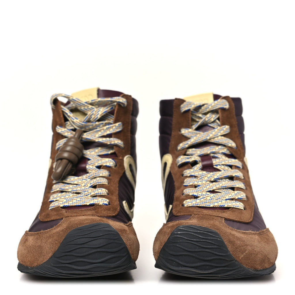 Nylon Suede Flow Runner 2.0 High Top Sneakers 37 Brown Yellow Blue