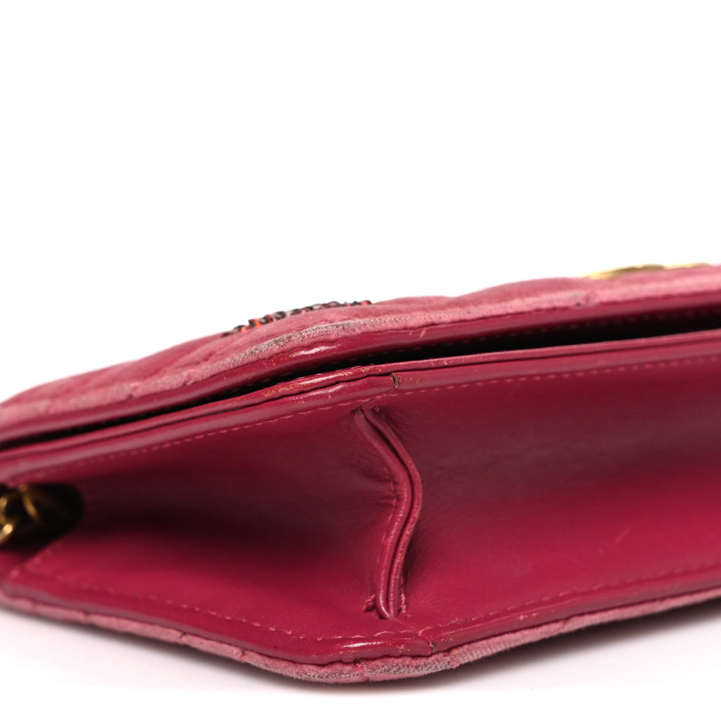 Velvet Matelasse Crystal Sequin Heart Embroidered GG Marmont Mini Bag Light Raspberry Rose