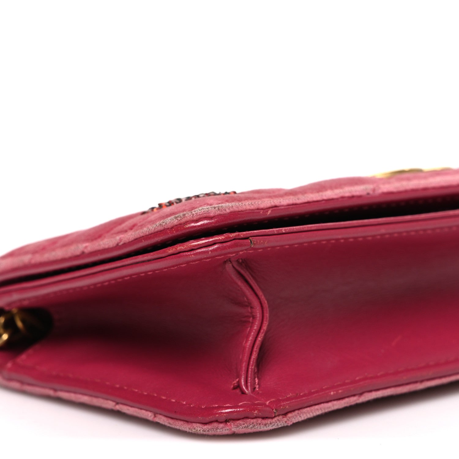Velvet Matelasse Crystal Sequin Heart Embroidered GG Marmont Mini Bag Light Raspberry Rose