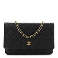 Caviar Quilted Wallet on Chain WOC Black