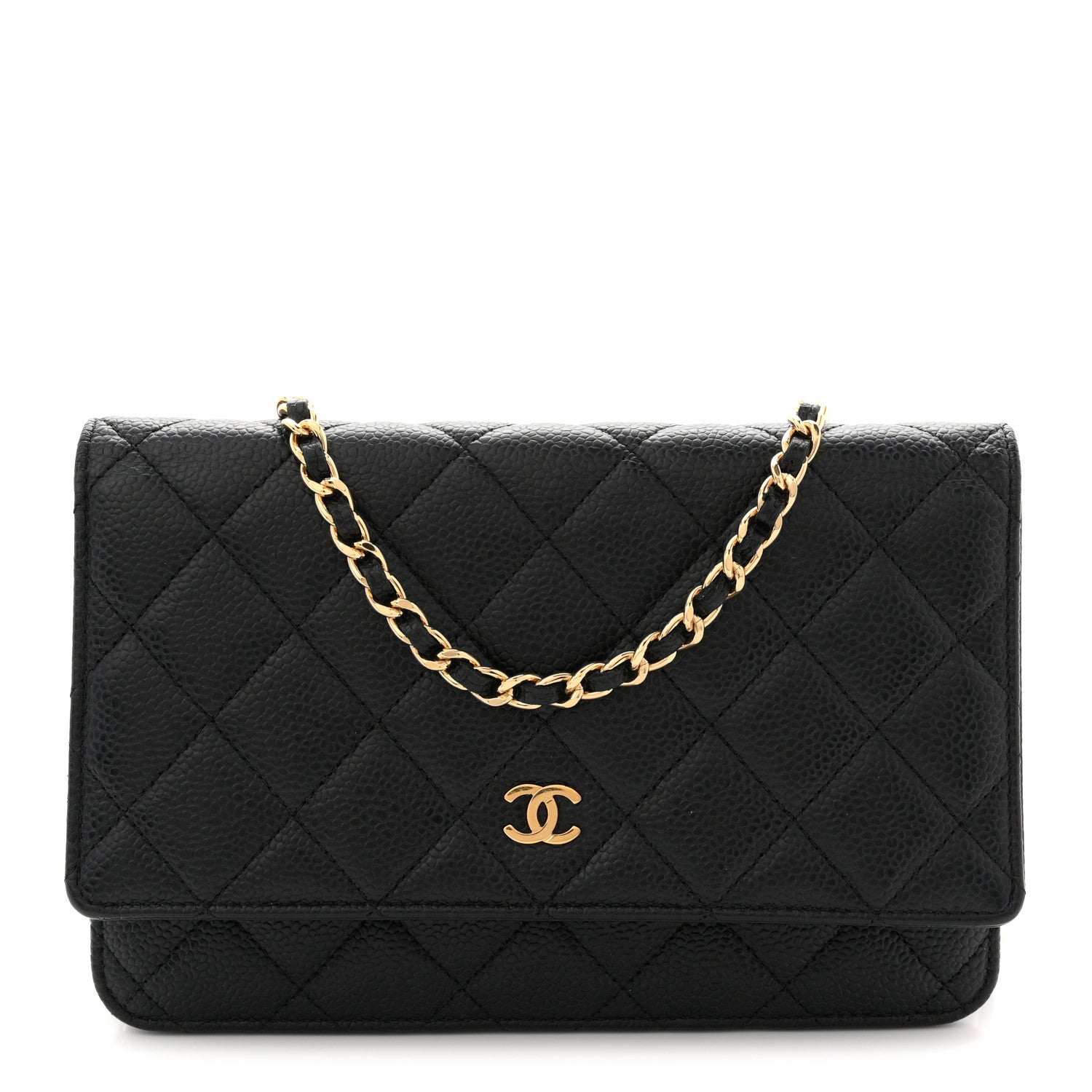 Caviar Quilted Wallet on Chain WOC Black