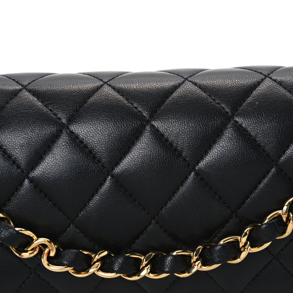 Lambskin Quilted Small Double Flap Black