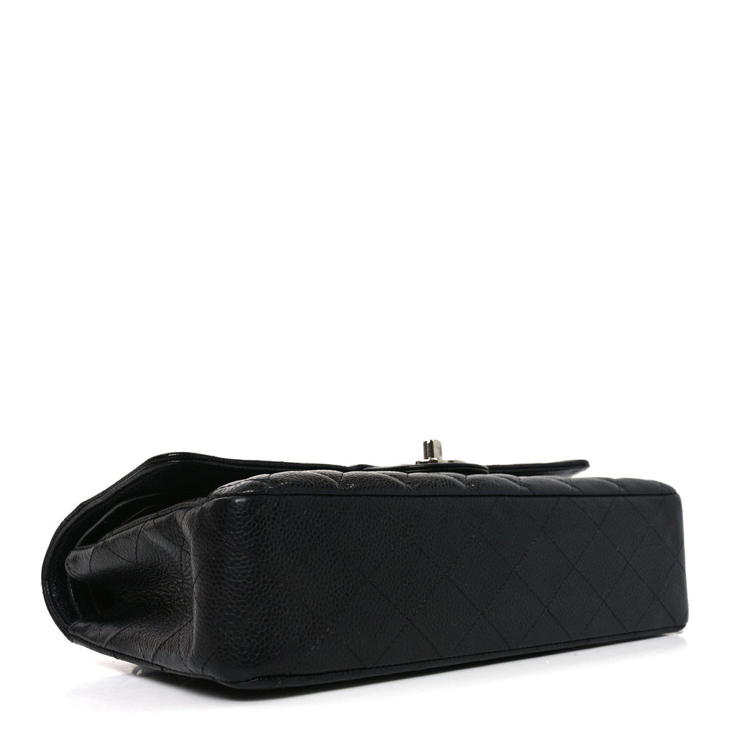 Caviar Quilted Medium Double Flap Black