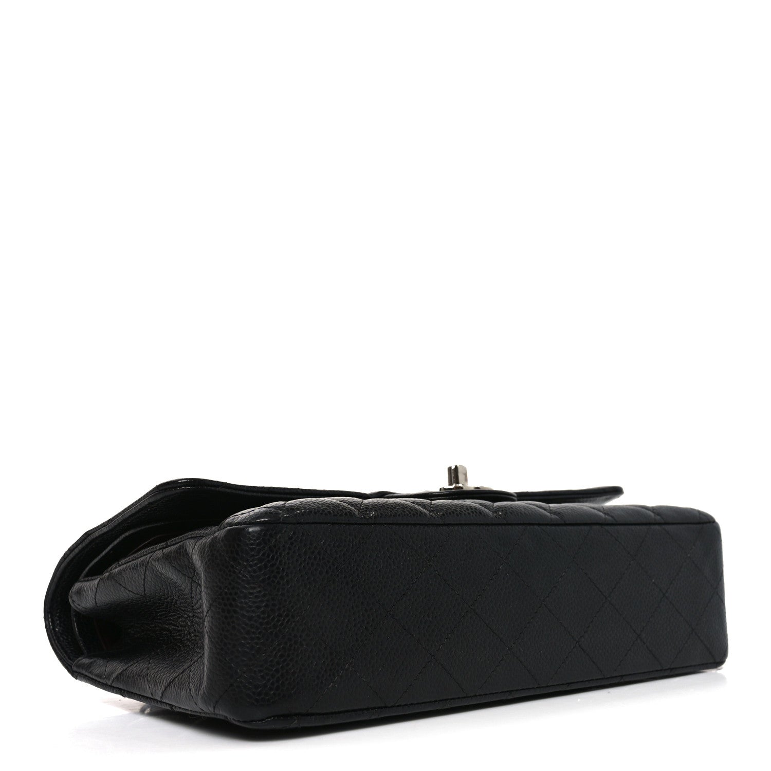 Caviar Quilted Medium Double Flap Black