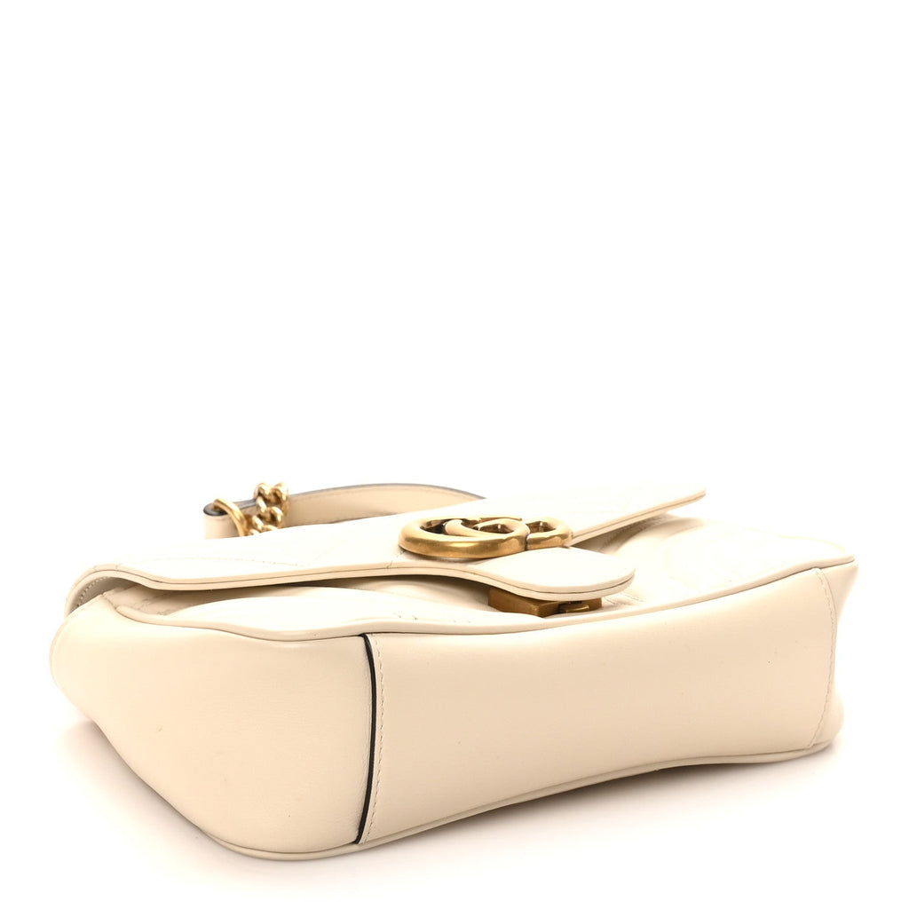 Calfskin Matelasse Mini GG Marmont Shoulder Bag White
