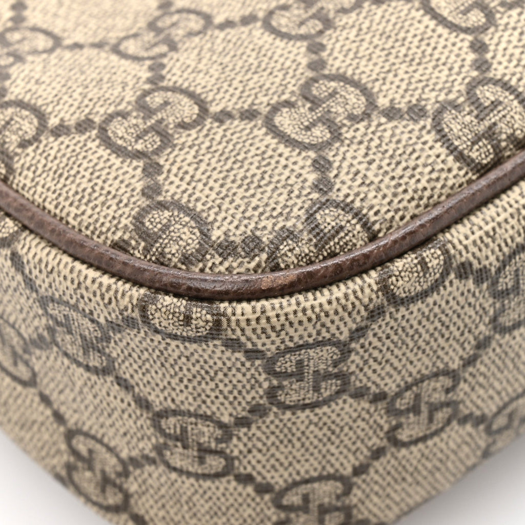 GG Supreme Monogram Textured Dollar Calfskin Web Small Ophidia GG Handbag Beige Ebony New Acero