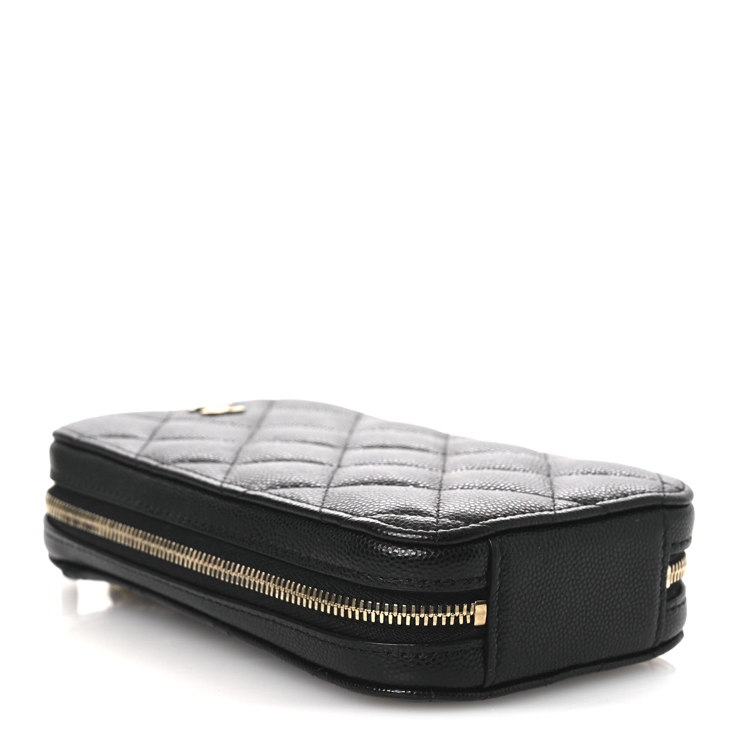 Caviar Quilted Phone Holder Wallet On Chain WOC Black