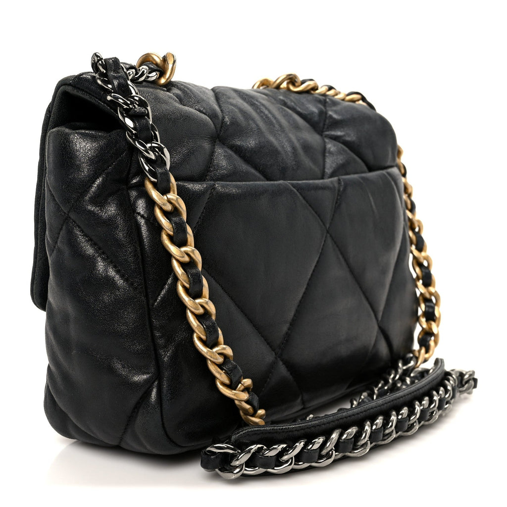 Lambskin Quilted Medium Chanel 19 Flap Black