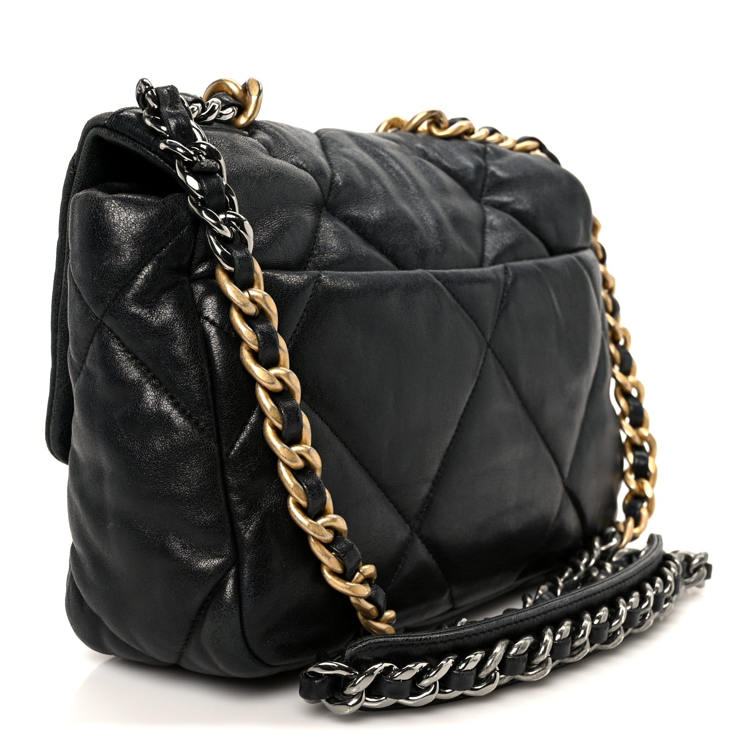 Lambskin Quilted Medium Chanel 19 Flap Black