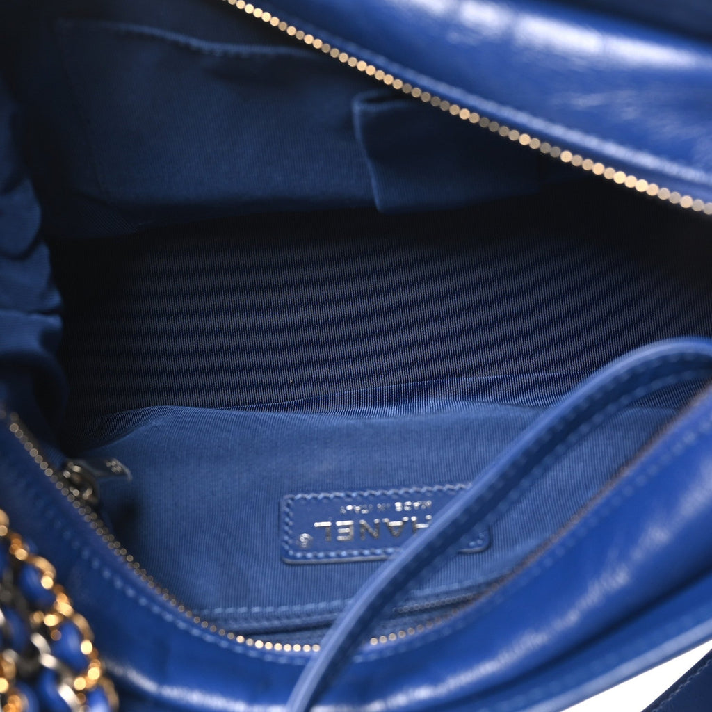 Aged Calfskin Quilted Medium Gabrielle Logo Hobo Blue
