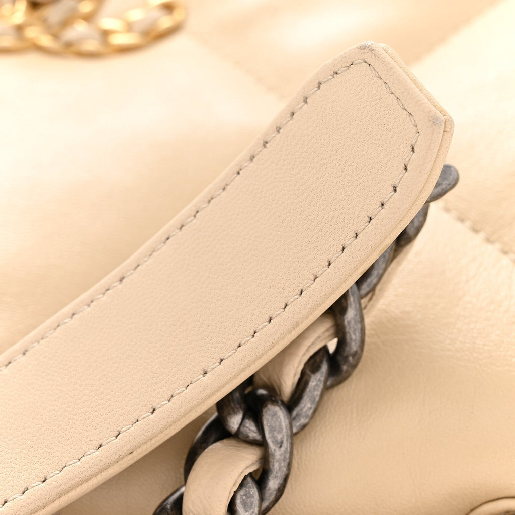 Lambskin Quilted Medium Chanel 19 Flap Beige