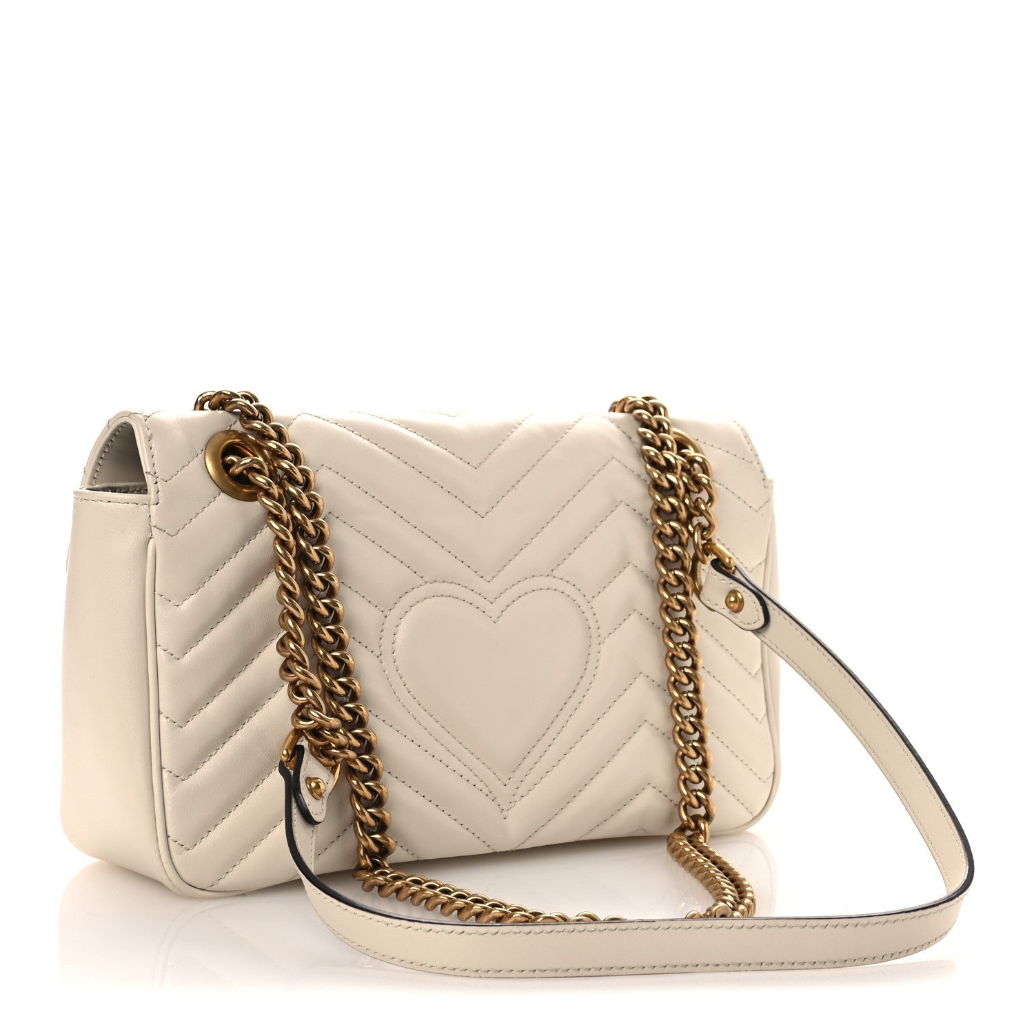 Calfskin Matelasse Small GG Marmont Shoulder Bag White