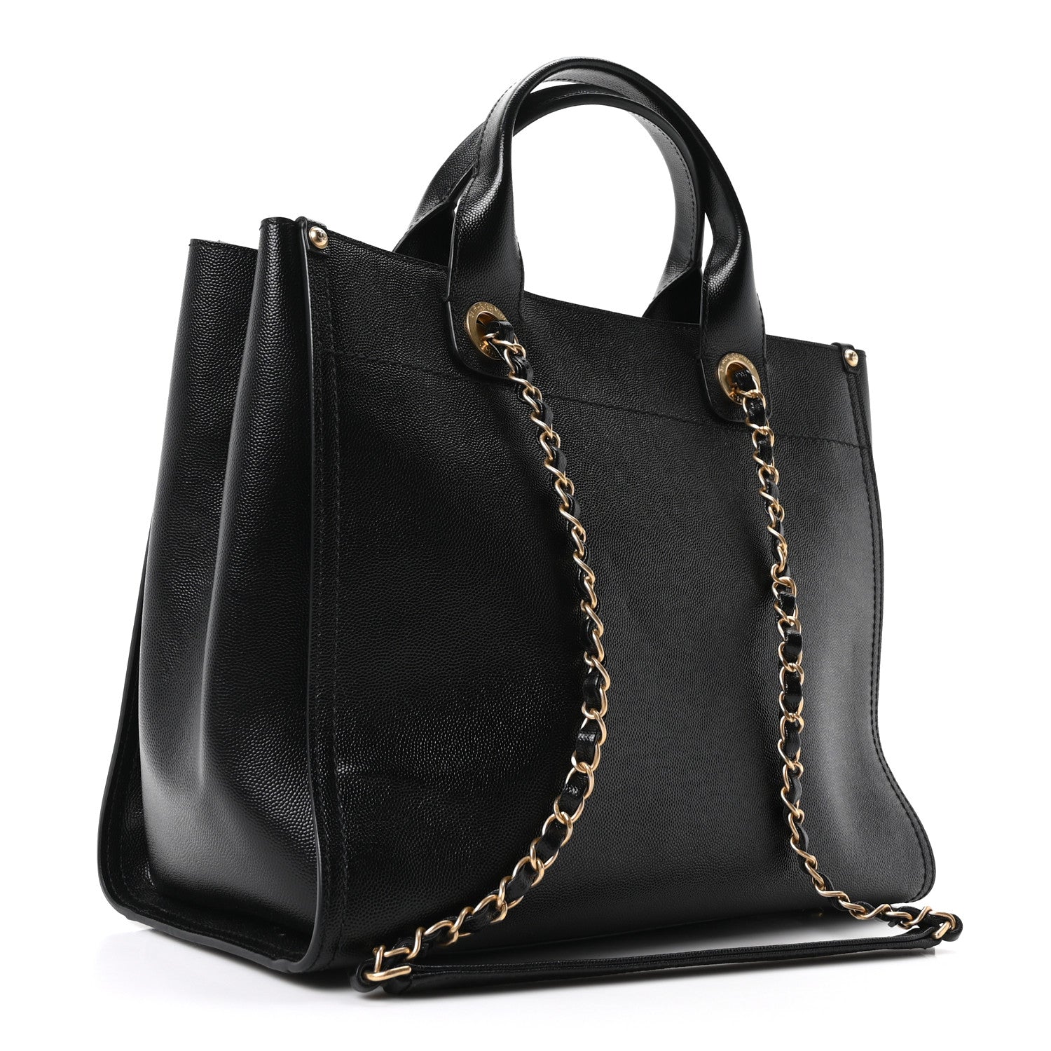 Caviar Small Studded Deauville Tote Black