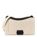 Calfskin Quilted Medium Boy Flap White