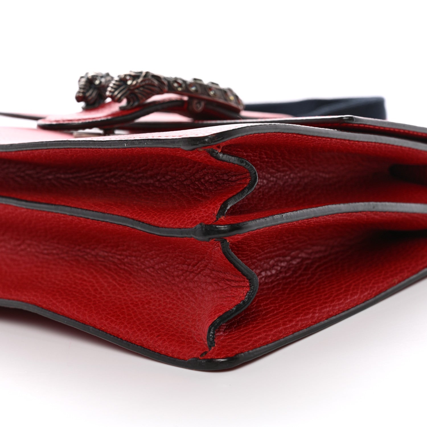 Dollar Calfskin Crystal Web Medium Dionysus Bamboo Top Handle Bag Hibiscus Red Black Diamond
