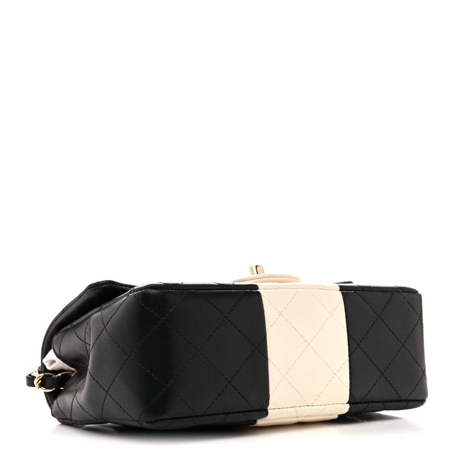 Lambskin Quilted Mini Rectangular Flap Black White
