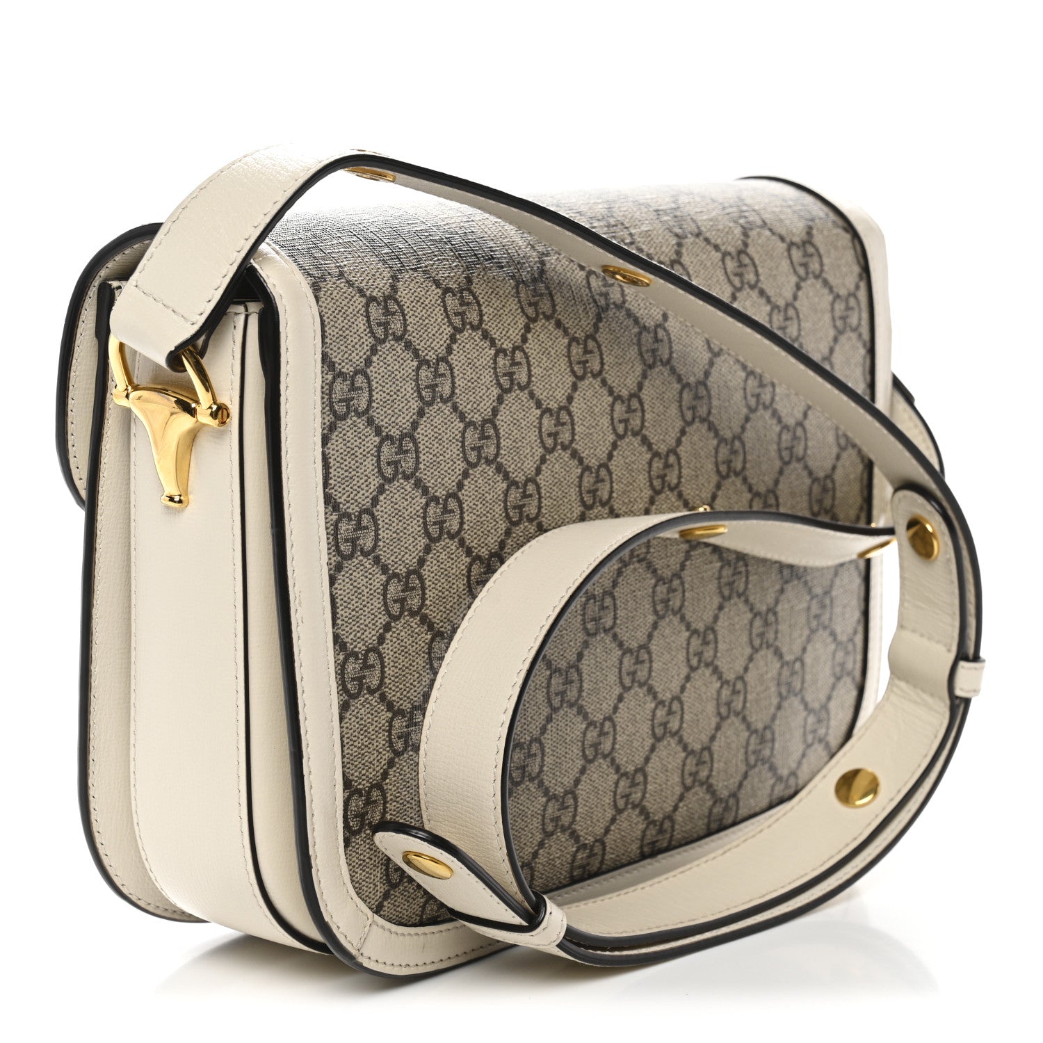 GG Supreme Monogram Horsebit 1955 Shoulder Bag Beige Mystic White