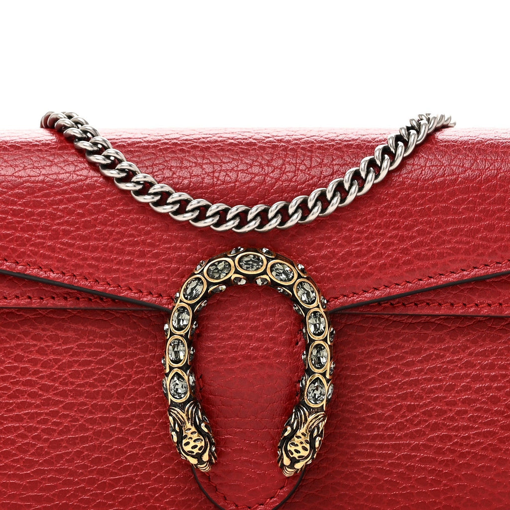 Dollar Calfskin Swarovski Crystal Small Dionysus Shoulder Bag Hibiscus Red